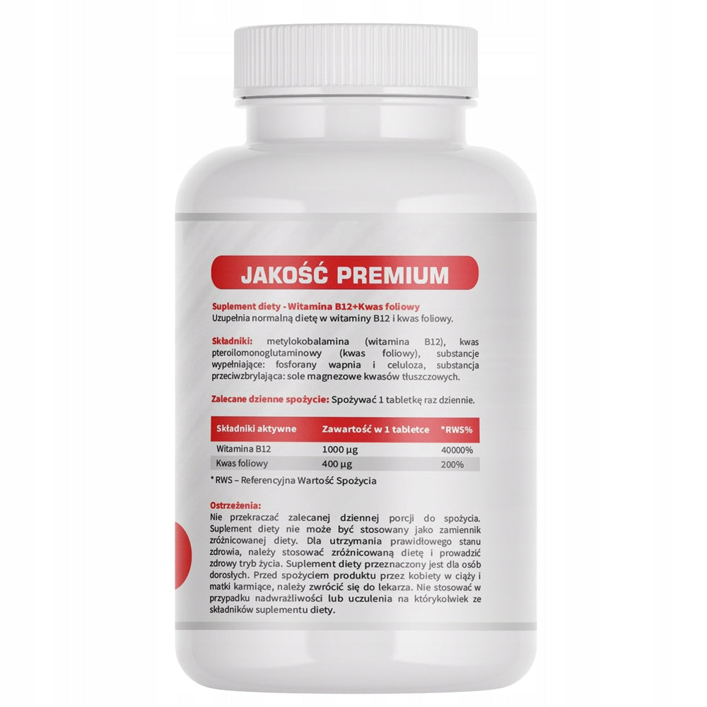 Vitamin B12 (METHYLCOBALAMIN) 1000 mcg + folic acid - 120 tablets Brand MedFuture