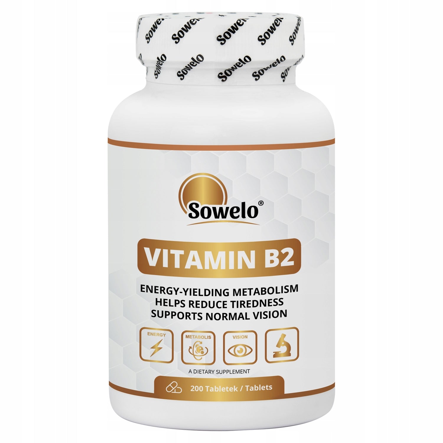 Vitamin B2 40 mg (Riboflavin) 200 Tab – High Dose, Energy – Sowelo