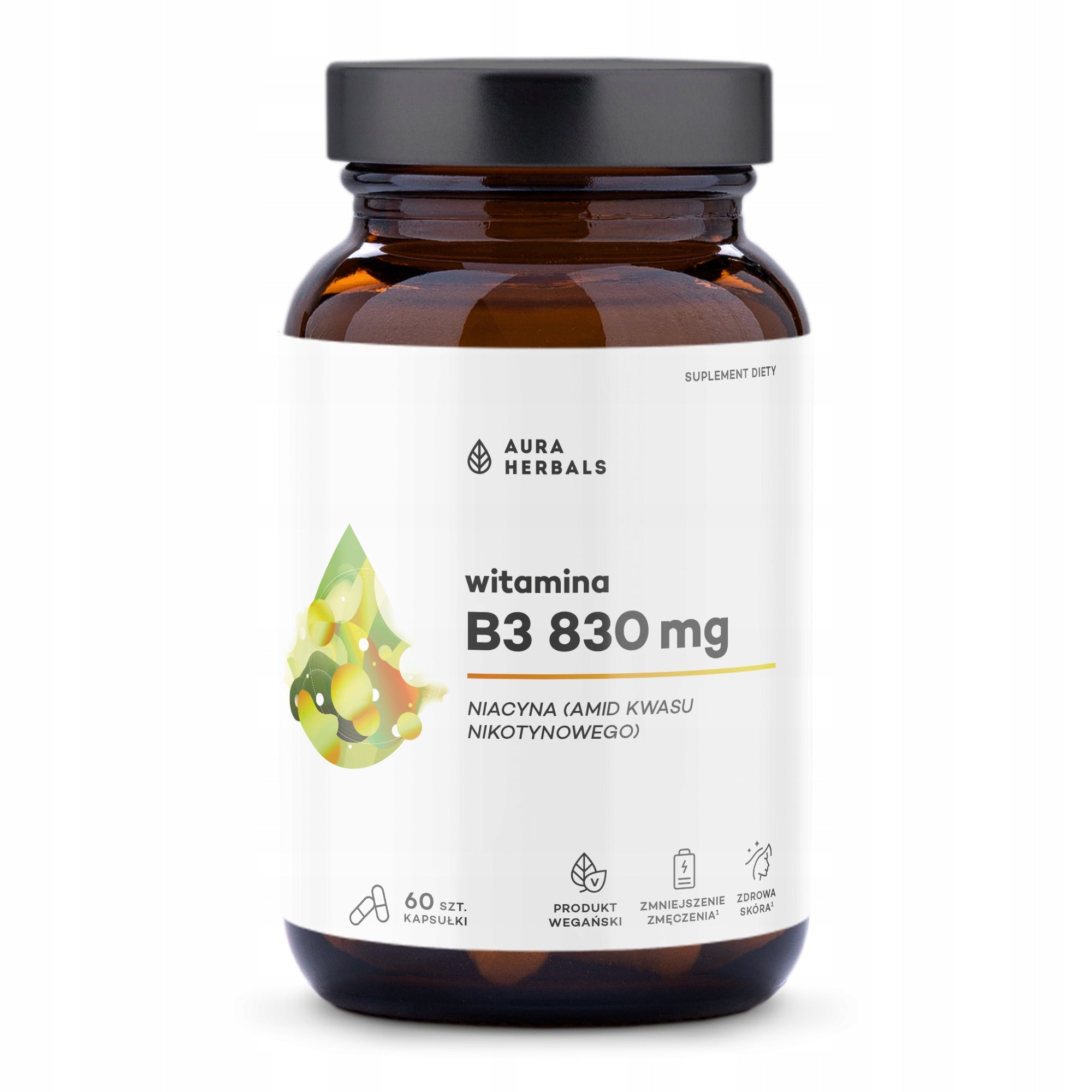 Vitamin B3 830 mg, niacin, capsules 60 pcs