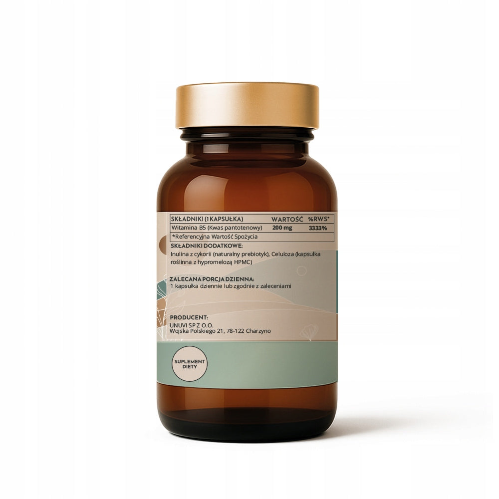 Vitamin B5 200 mg 120 capsules vegetarian METABOLISM SKIN HAIR UNUVI Expiration date at least 1 year from the date of purchase