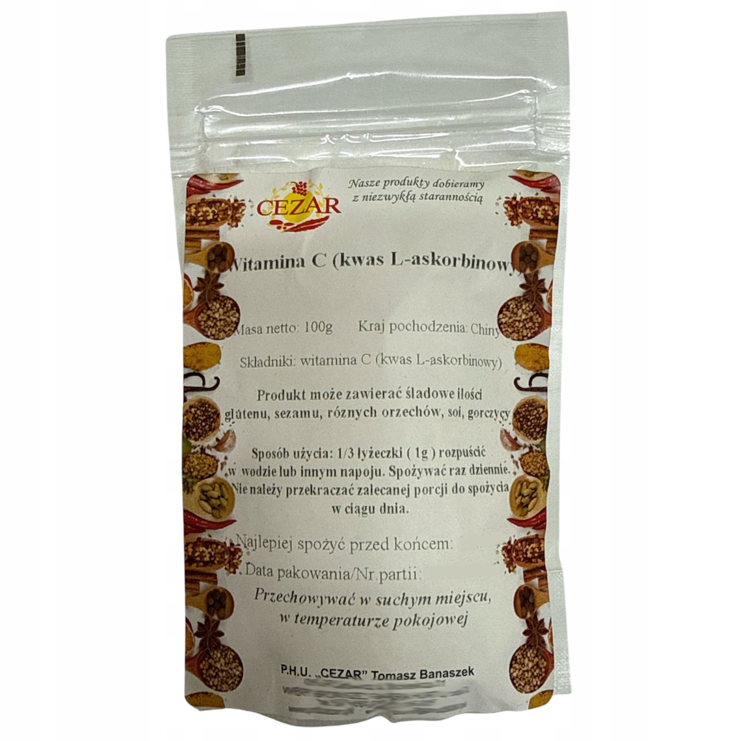 Vitamin C L-Ascorbic Acid 100G Pure Resistance Powder Premium Quality EAN (GTIN) 5908242009124