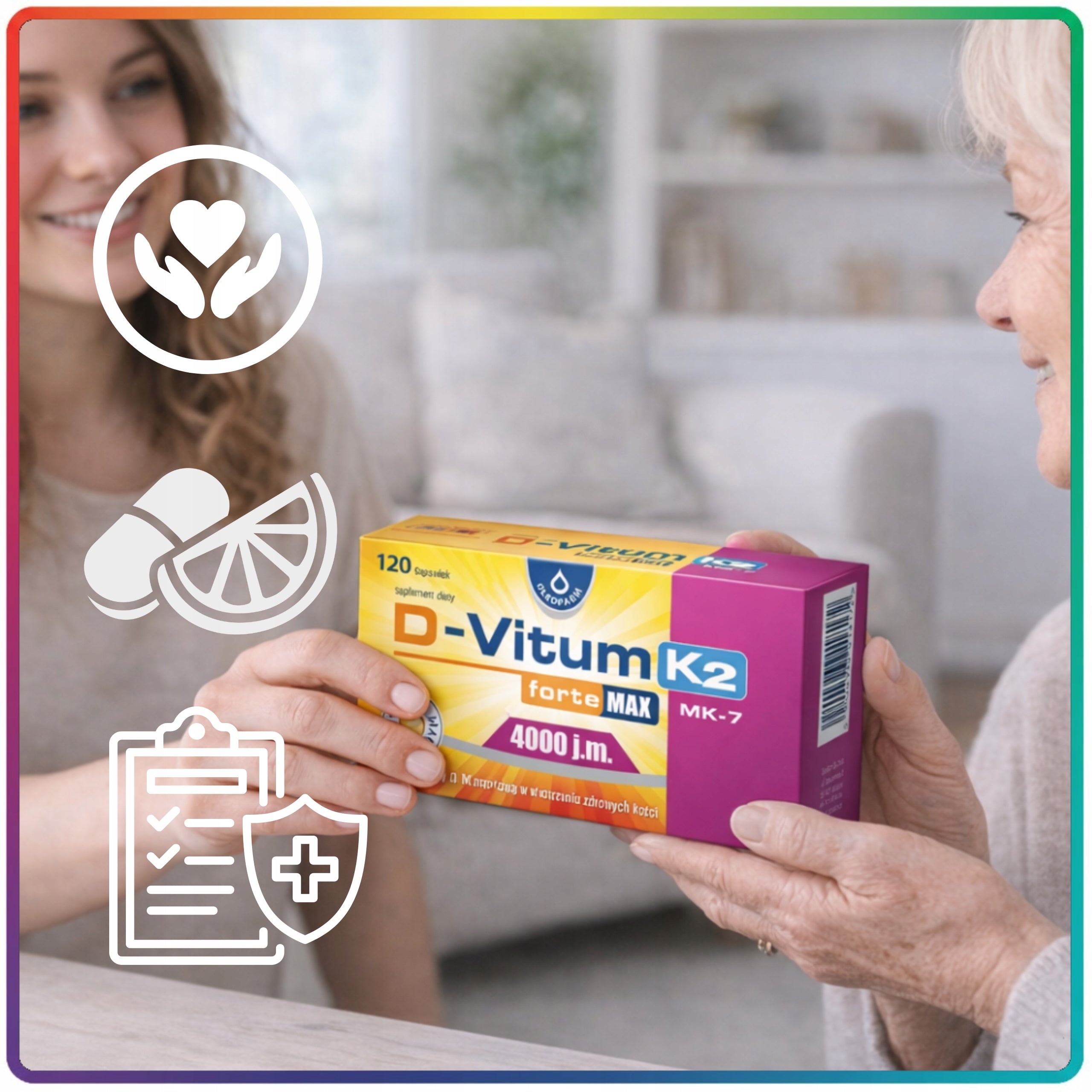 Vitamin D and K D-Vitum forte Max K2 4000 IU D3 Oleofarm Supplement 2x120 kap Brand Oleofarm