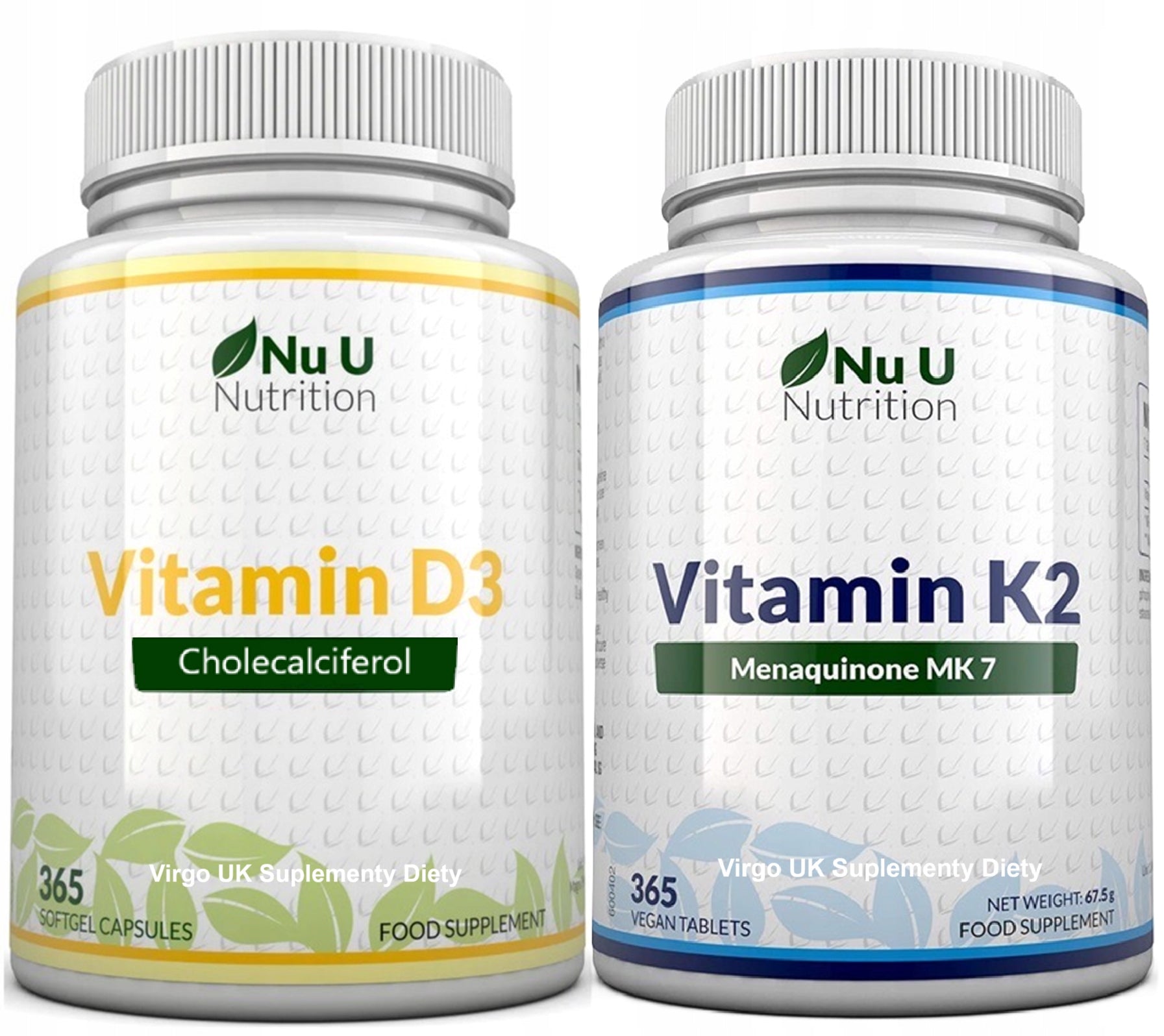 Vitamin D3 10 thousand. 365 capsules+K2 MK7 365 tablets stock for Year Nu U