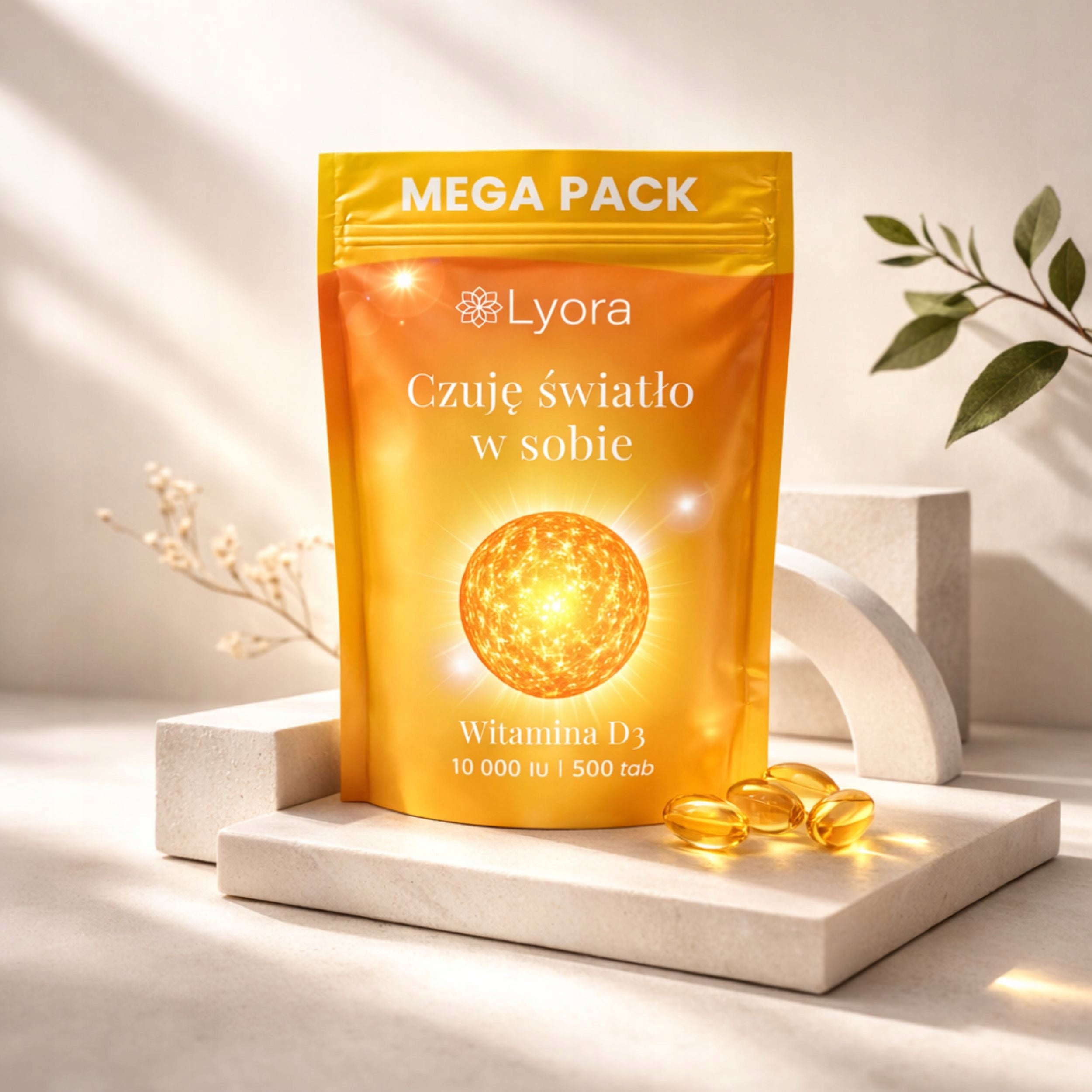 Vitamin D3 10000 IU 500 softgels Mega Pack Resistance Bone Muscle Lyora Flavor flavorless