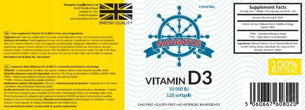 Vitamin D3 120 soft capsules Resistance Navigator Medical device no