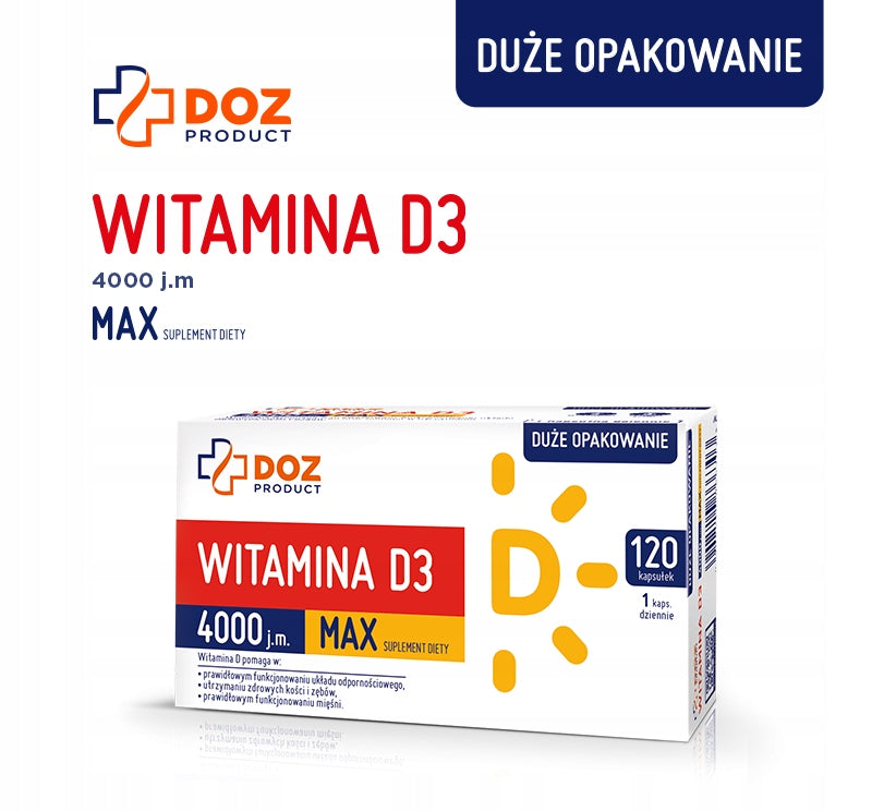 Vitamin D3 4000 IU MAX, DOZ Product, capsules, 120 pcs. - for 75+ people Name other