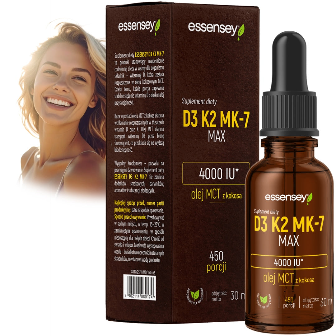Vitamin D3 4000 + K2 MK7 Forte For 450 Days In Drops Resistance Teeth Bone