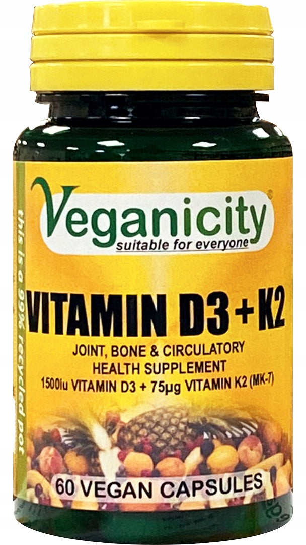 Vitamin D3 + K2 60 kaps Veganicity Joints Teeth Bone Vegetable EAN (GTIN) 5060025266770