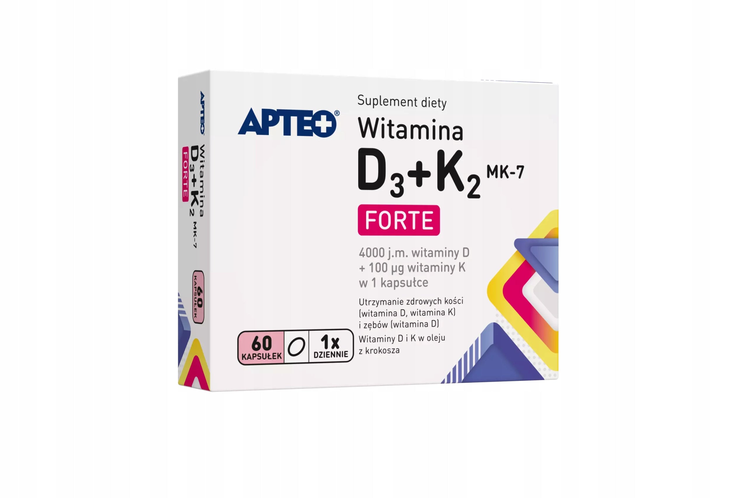 Vitamin D3 + K2 MK-7 FORTE 60 capsules APTEO