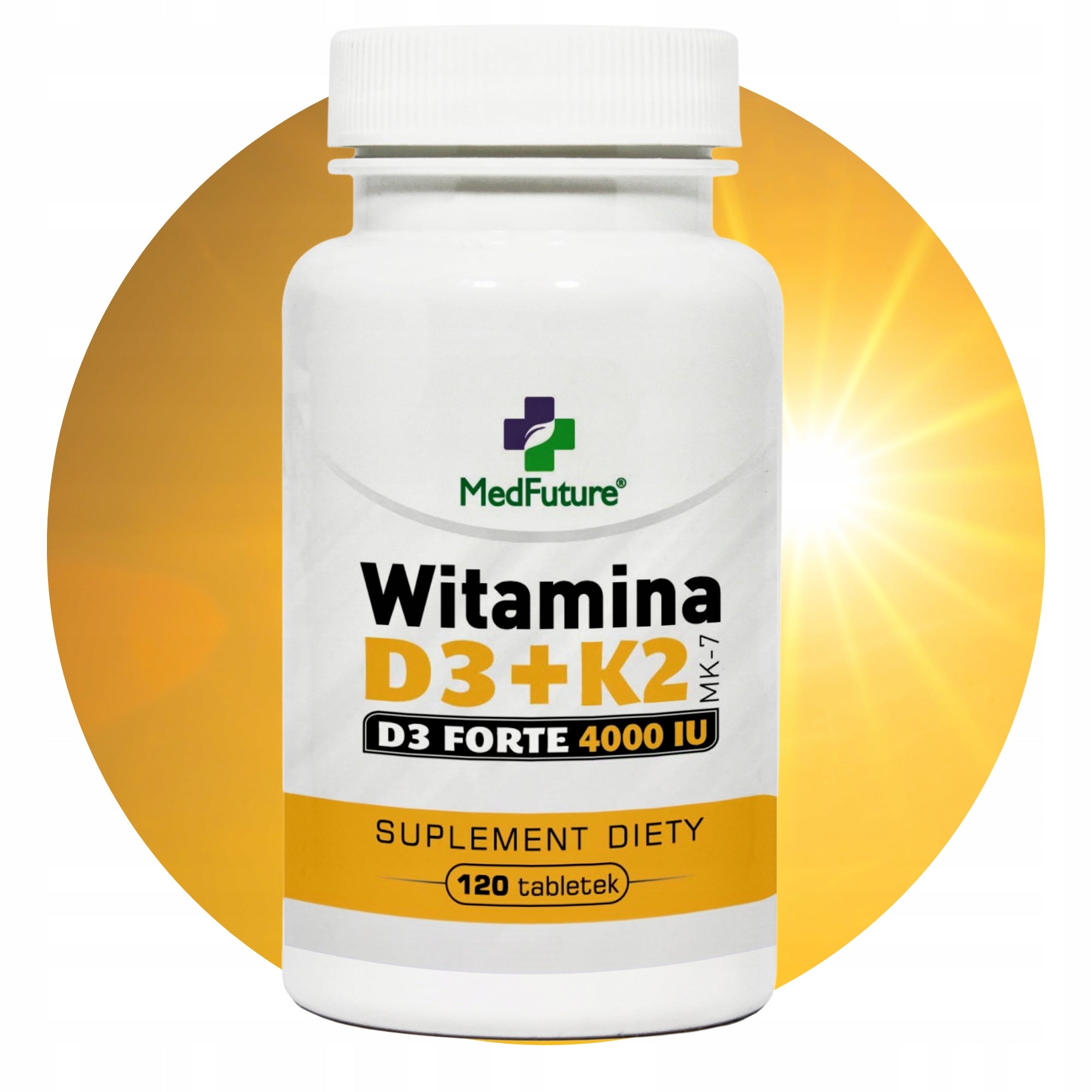 Vitamin D3 + K2 MK-7 Forte 4000IU 120 tablets Greater immunity