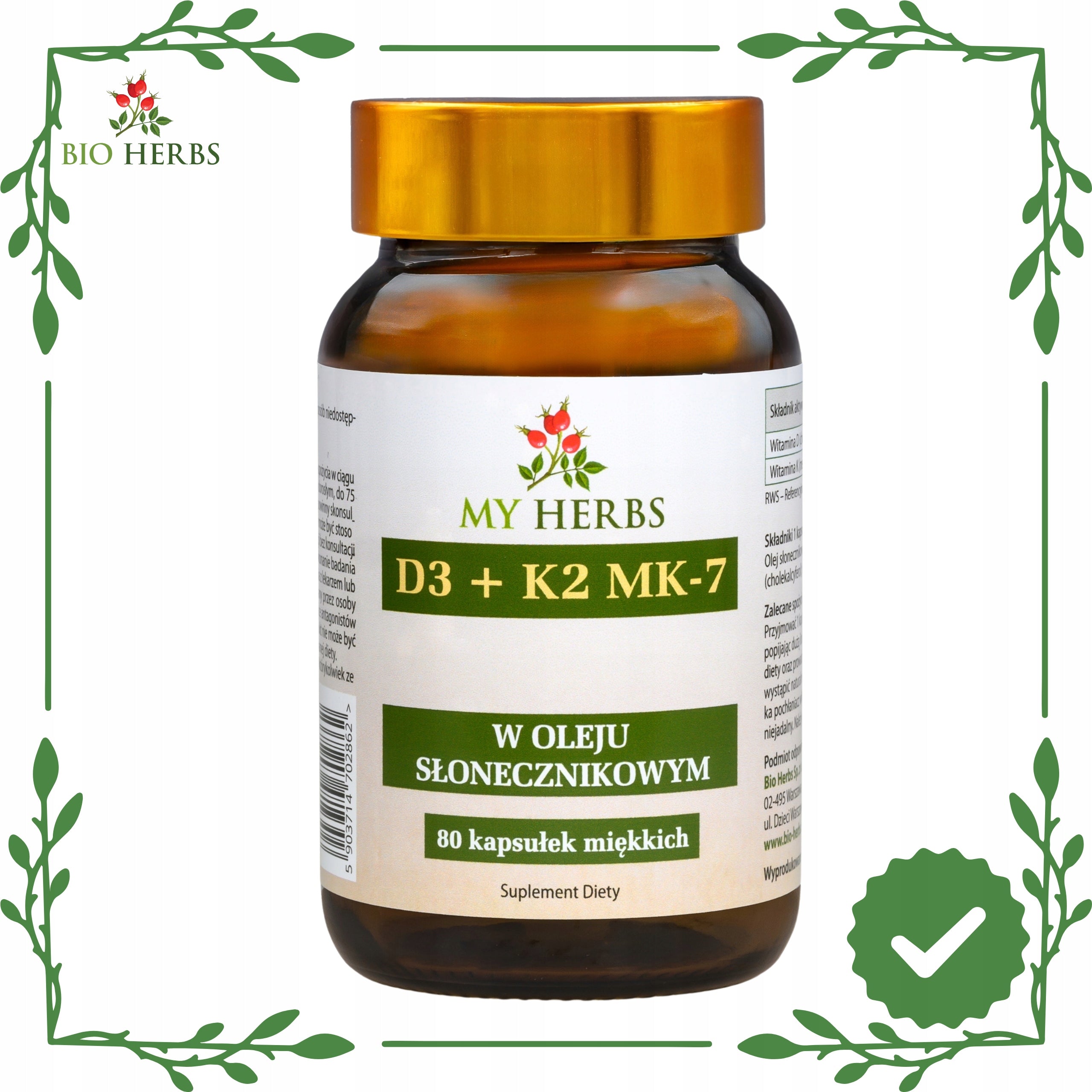 Vitamin D3 K2 MK-7 in oil 80 soft capsules bone resistance teeth Medical device no
