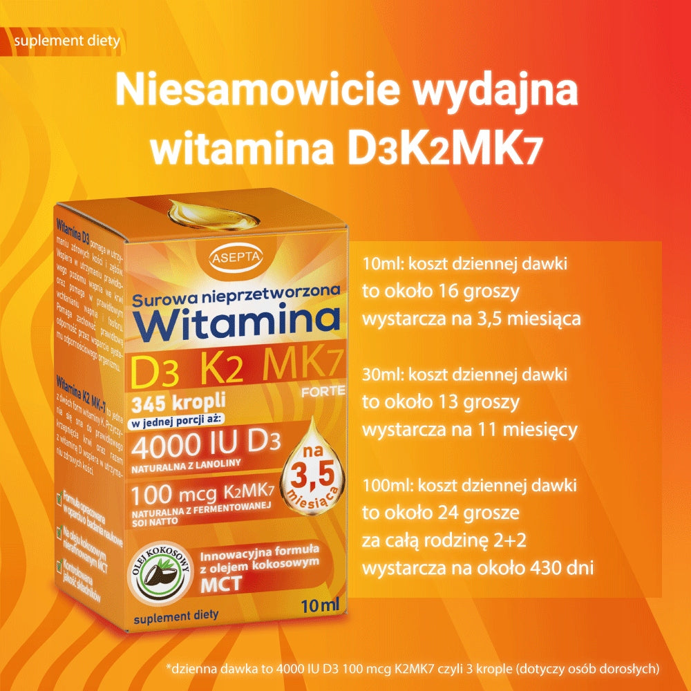 Vitamin D3 K2 MK7 with MCT Oil 30ml for Resistance Bone Fatigue ASEPTA Packaging status original