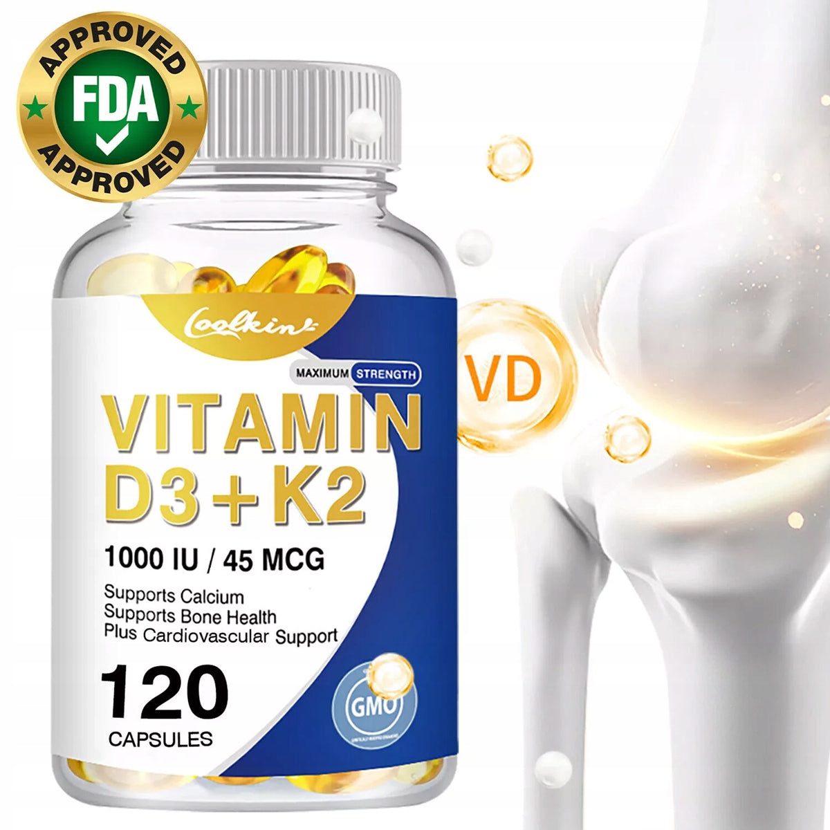 Vitamin D3 + K2 capsules - support calcium absorption,... EAN (GTIN) 074283235343