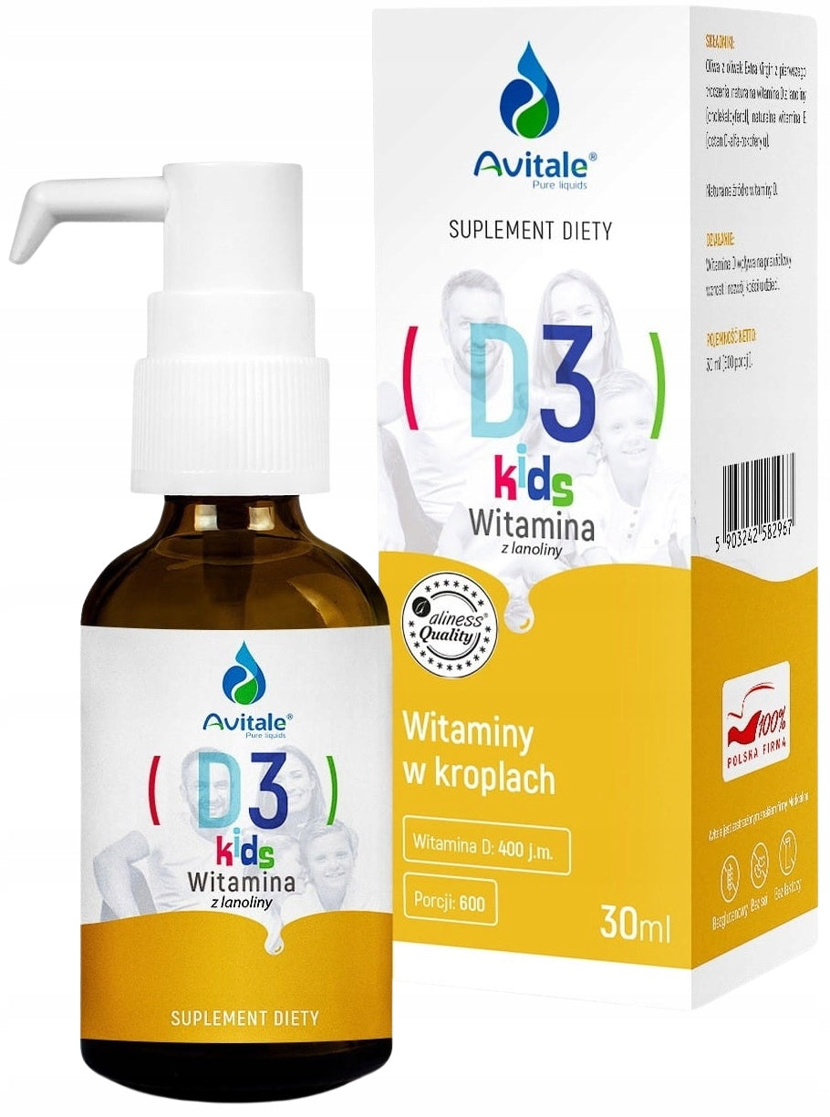 Vitamin D3 KIDS 400 IU in drops FOR CHILDREN Lanolin drops AVITALE