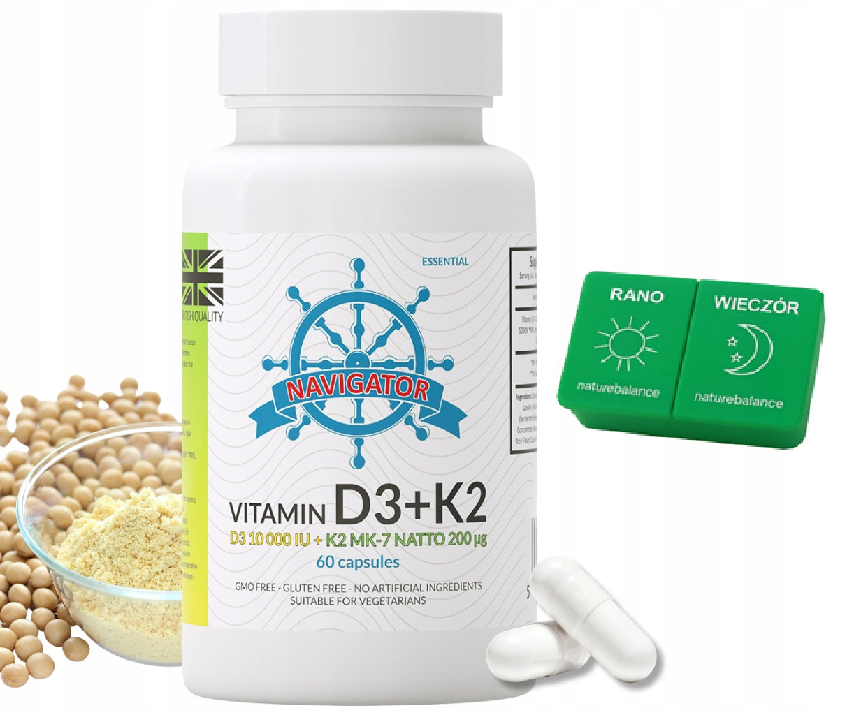 Vitamin D3 + Vitamin K2 MK-7 200 60 capsules Navigator + BOX