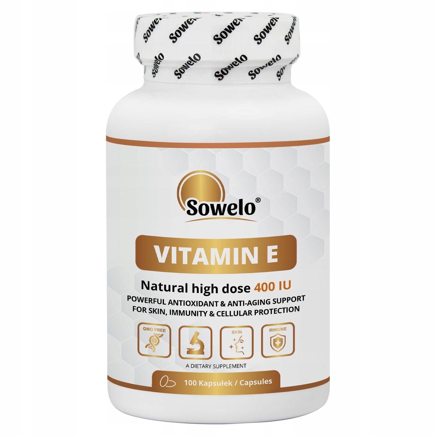 Vitamin E Natural 400 IU 100 Kaps – Skin, Heart, Antioxidant – Sowelo