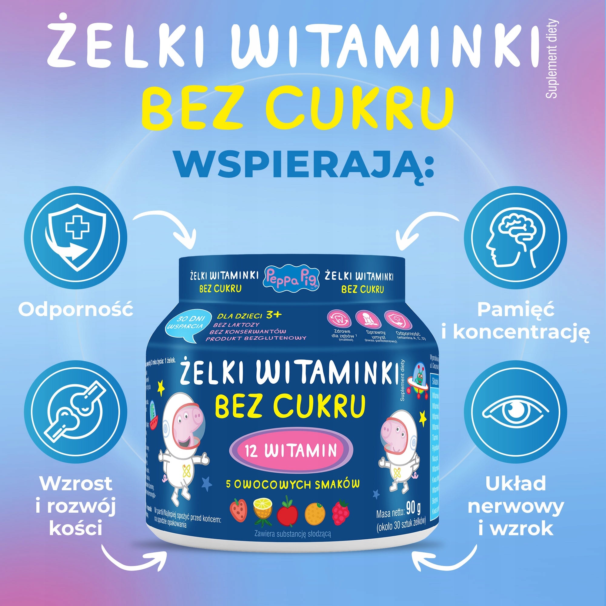 Vitamin Gummies in Gummies for Children Without Peppa Sugar For Resistance 60 Pieces Brand Domowa Apteczka
