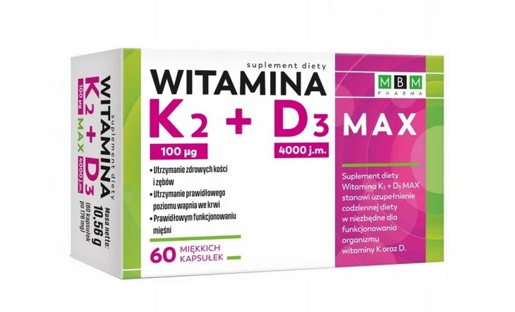 Vitamin K2 100 µg + D3 4000 IU Max MBM 60 kaps Medical device no