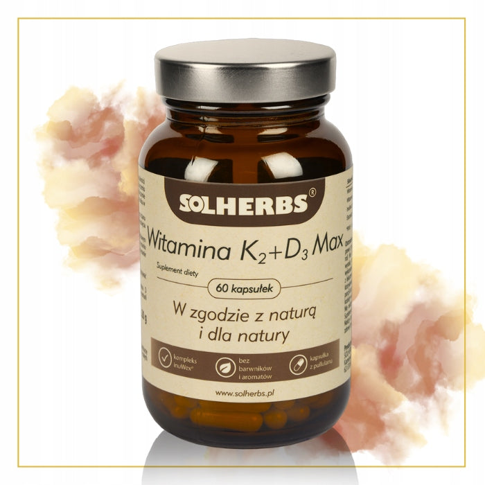Vitamin K2+D3 Max SOLHERBS | 200 mcg K2 + 4000 IU D3 | 60 capsules