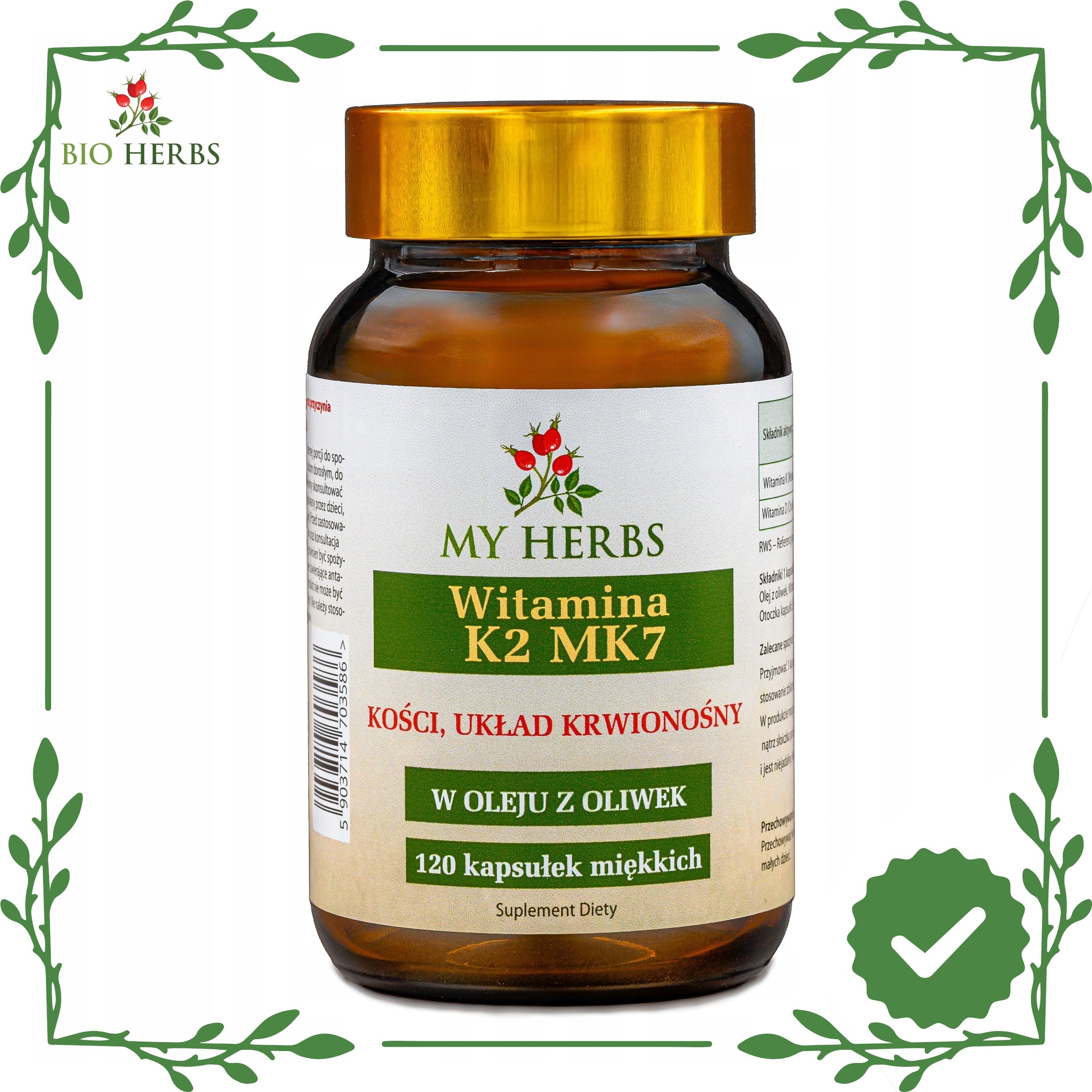Vitamin K2 MK7 in olive oil 120 kaps. Medical device no