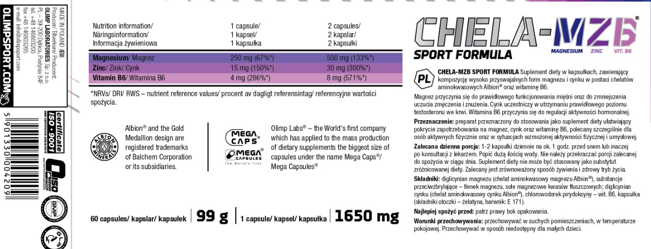 Vitamin complex OLIMP Chela-MZB Sport Formula Mega Caps (60 capsules) Name Chela-Mag B6