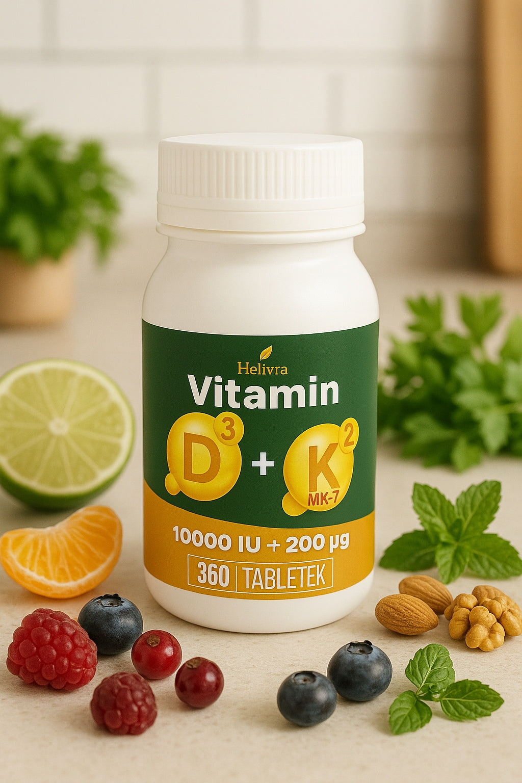 Vitamin d3 10 000 k2 MK7 360tab immunity bone wellbeing stress Additional features alcohol-free aspartame-free sugar-free gluten-free iodine-free casein-free lactose-free