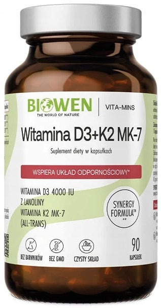 Vitamins D3+K2MK7 in capsules - 90 capsules, Biowen