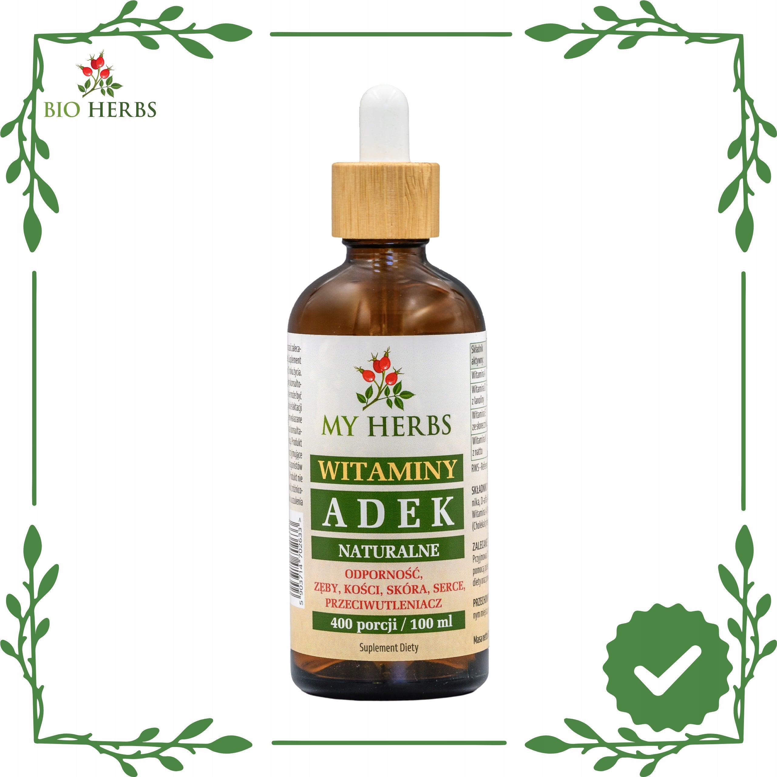 Vitamins adek natural oil 100ml skin vision immunity Medical device no