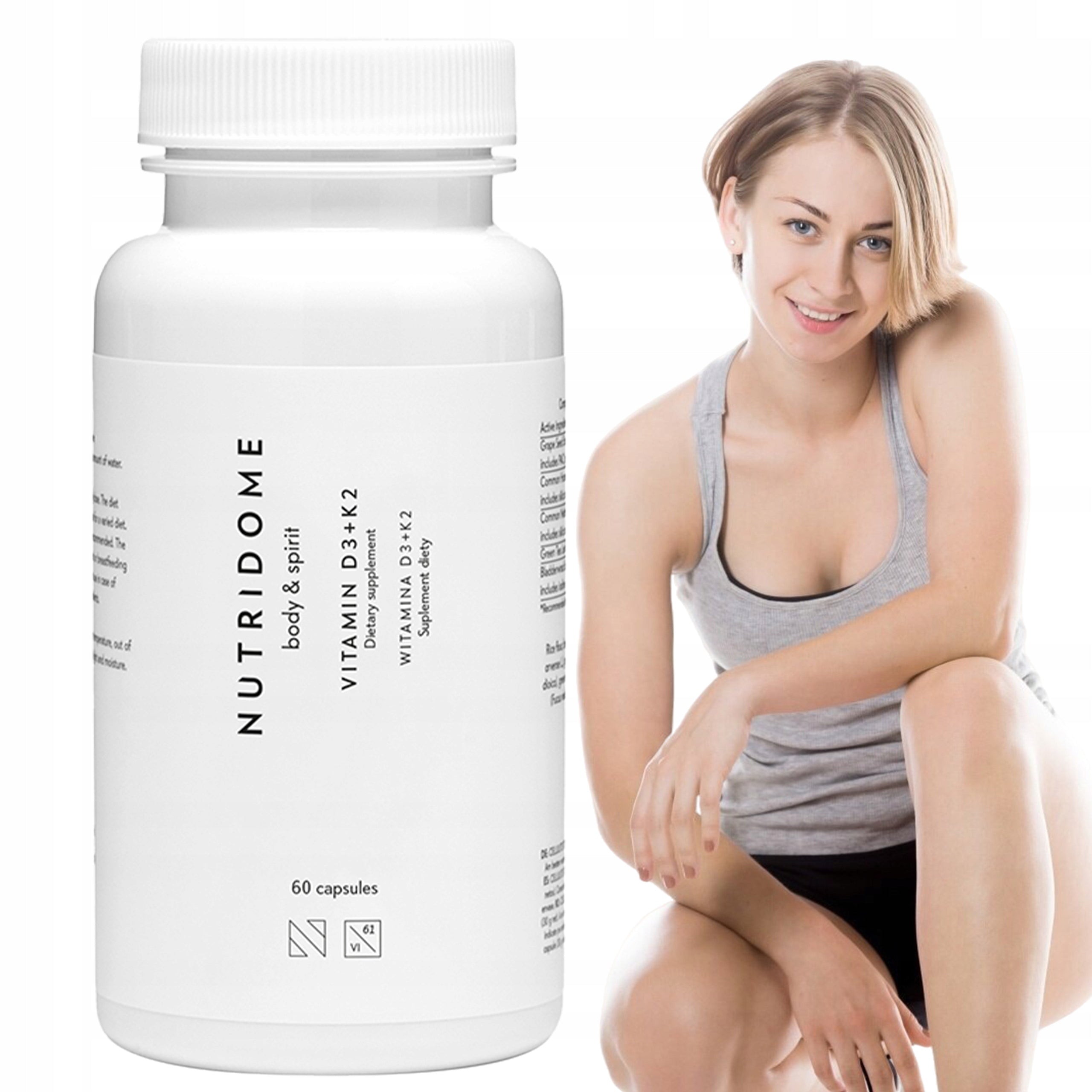 Vitamins high dose D3 K2 inulin on bone teeth immunity 60pcs Nutridome