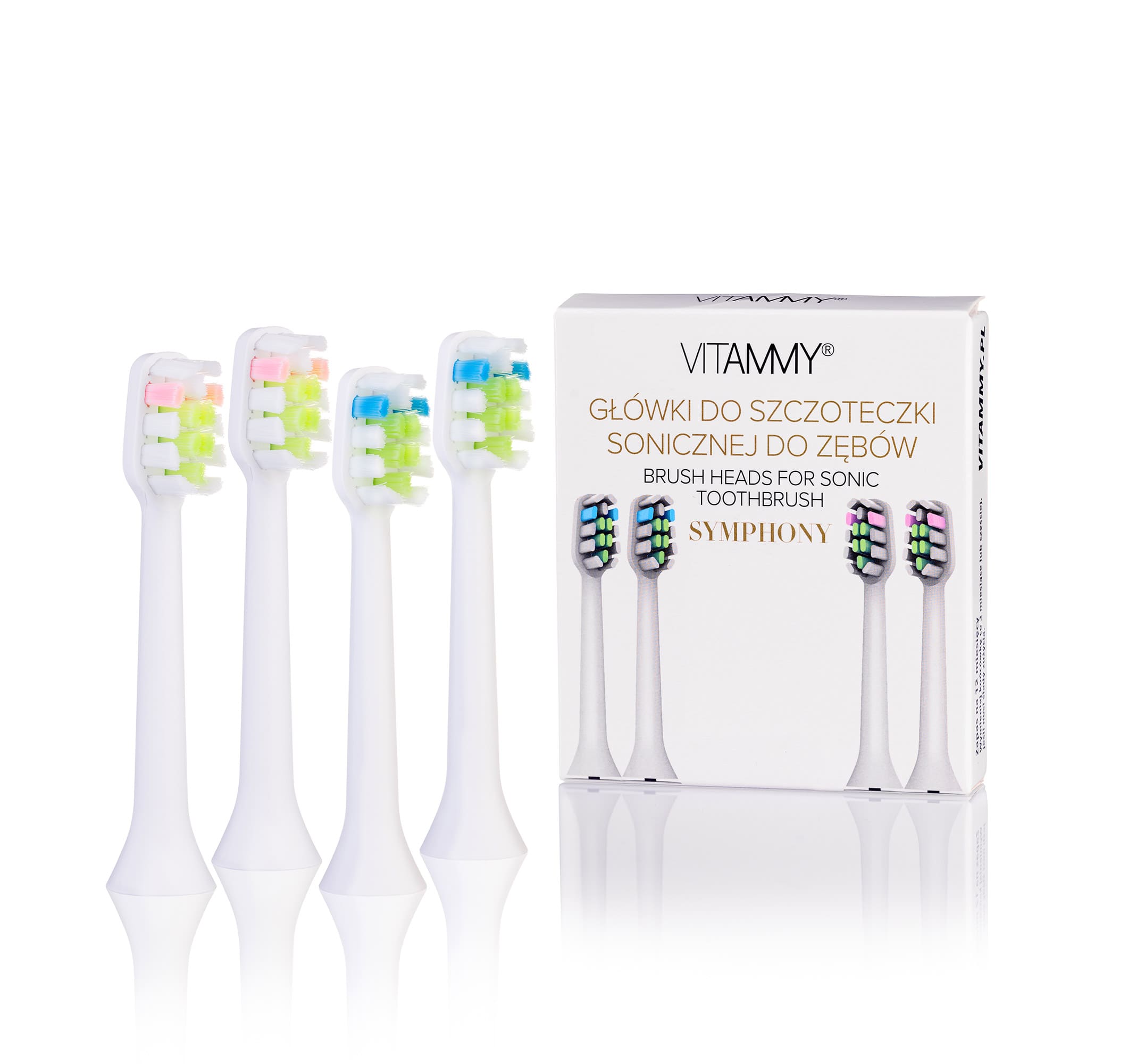 Vitammy Symphony, toothbrush tips, white, 4 pieces Batteries included no