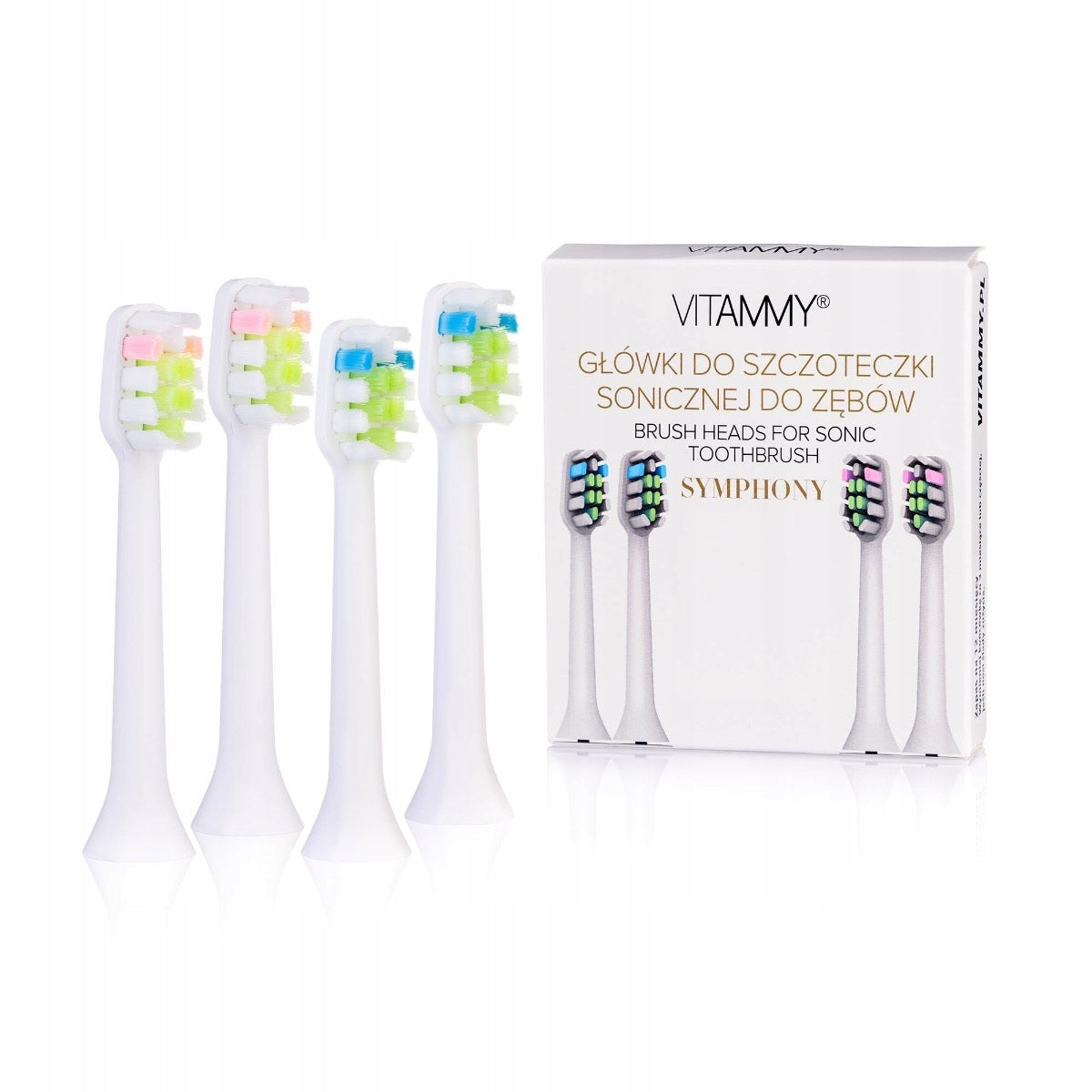 Vitammy Symphony, toothbrush tips, white, 4 pieces