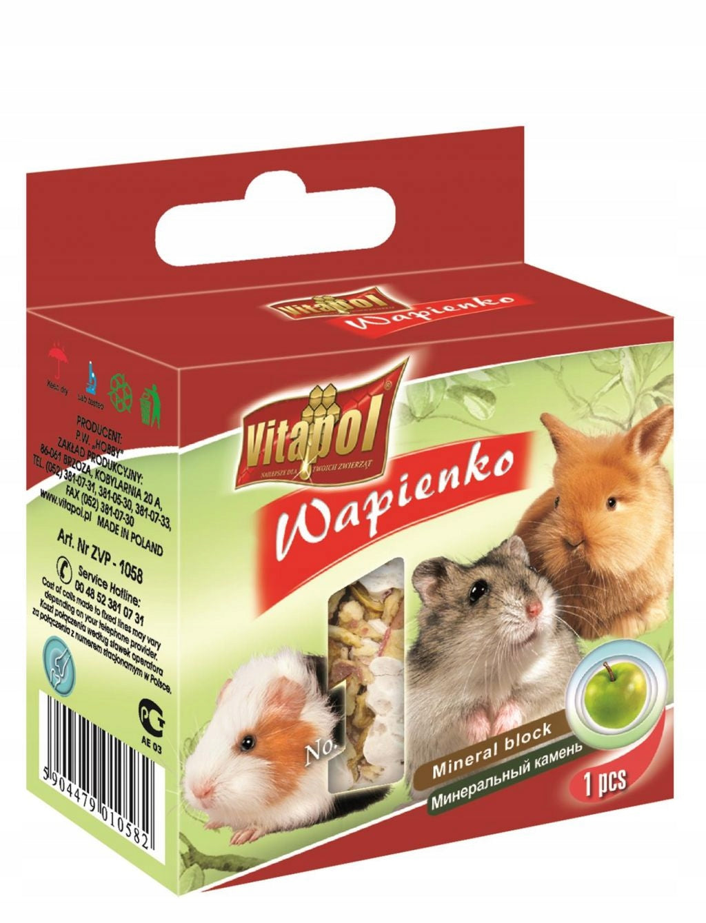 Vitapol Apple limestone cube for rodents 40g