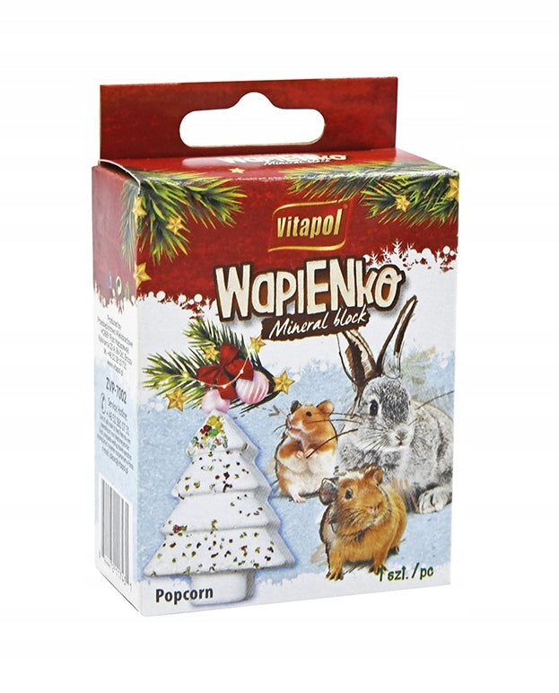 Vitapol Limestone cube Christmas tree with popcorn for rodents 1 piece