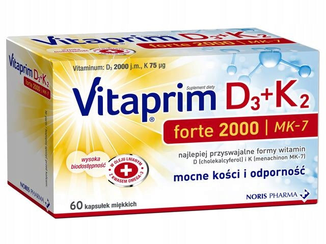 Vitaprim D3 + K2 Forte 2000, 60 soft capsules