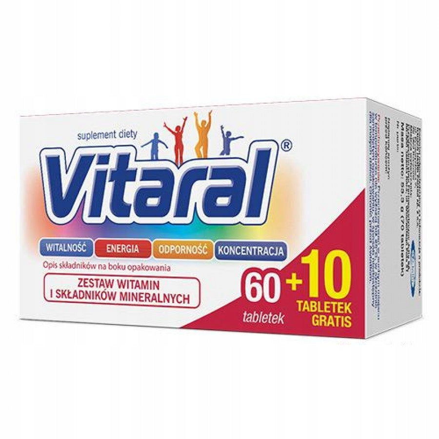 Vitaral vitamins and minerals for immune system and energy 70 tablets