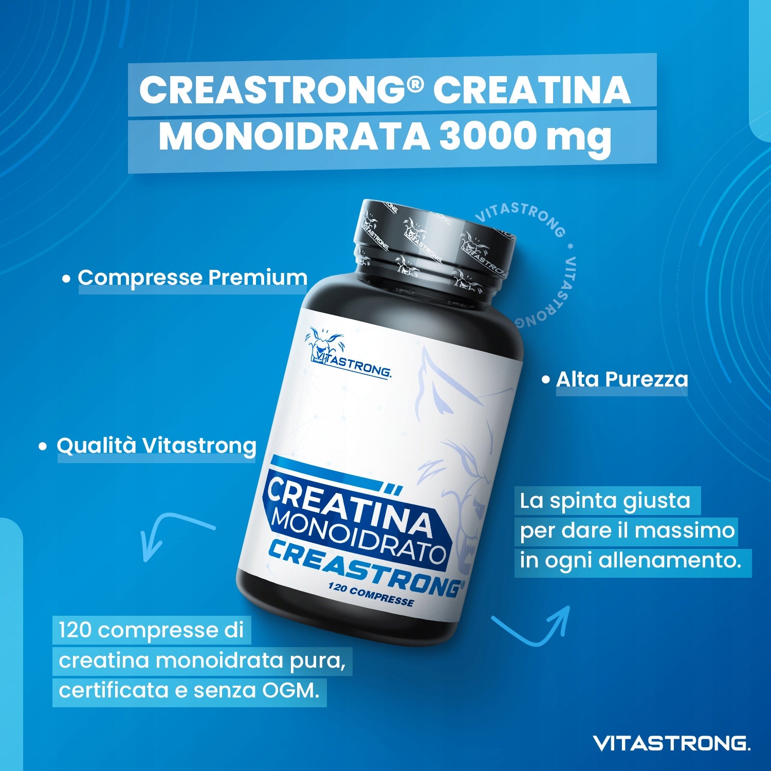 Vitastrong Creastrong Creatine Monohydrate 120 Tablets Packaging status original