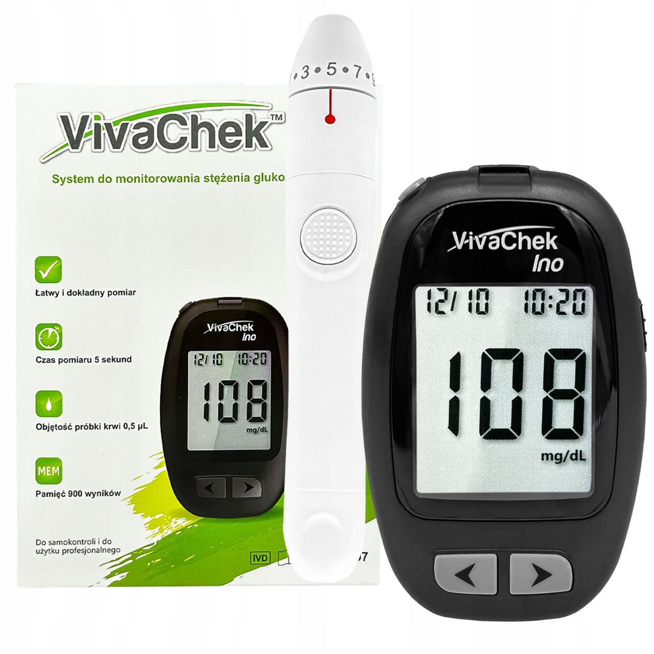 VivaChek Ino Glucose Monitoring Glucose Meter Kit with lancet