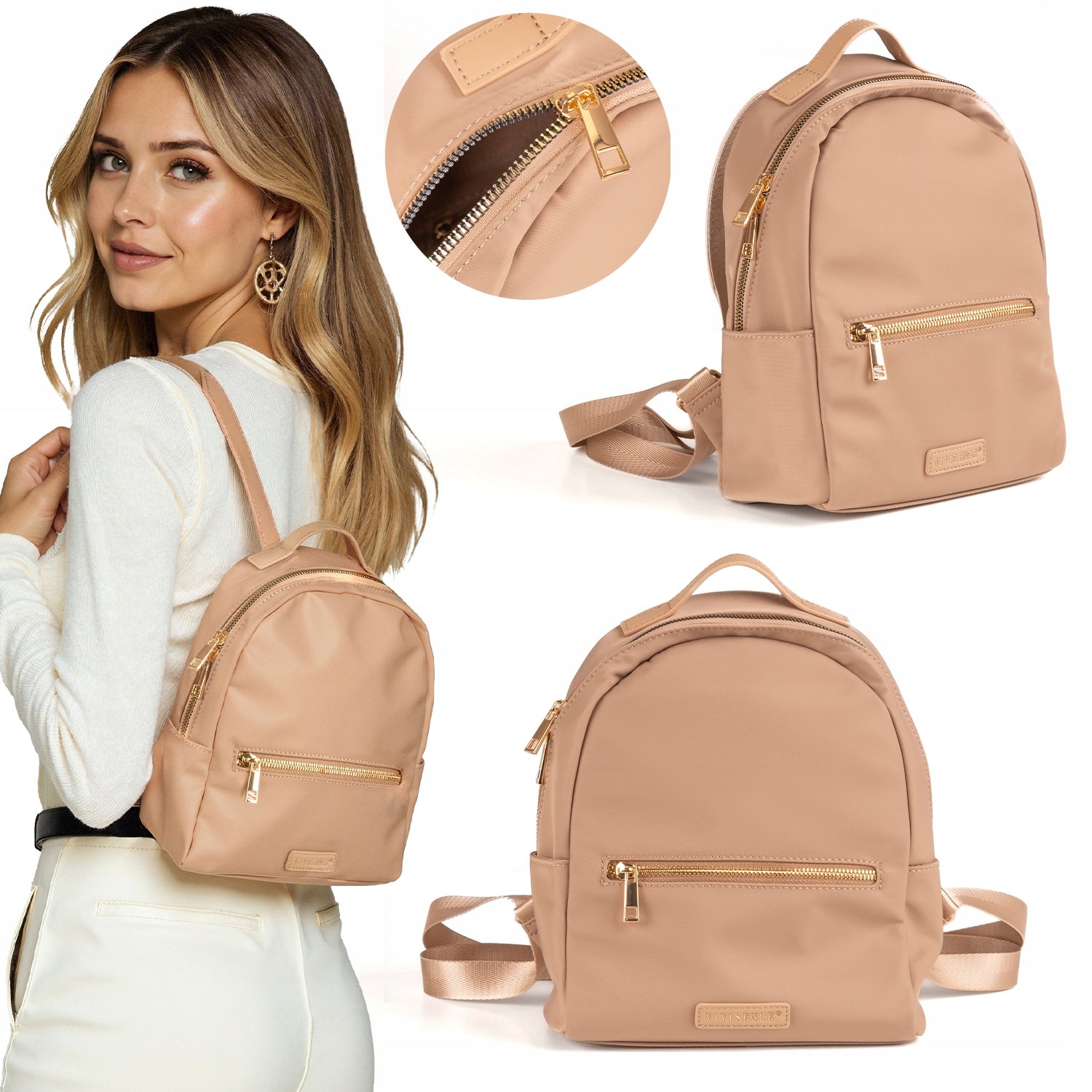 Vivisence T0006 beige urban women's youth Bag BACKPACK