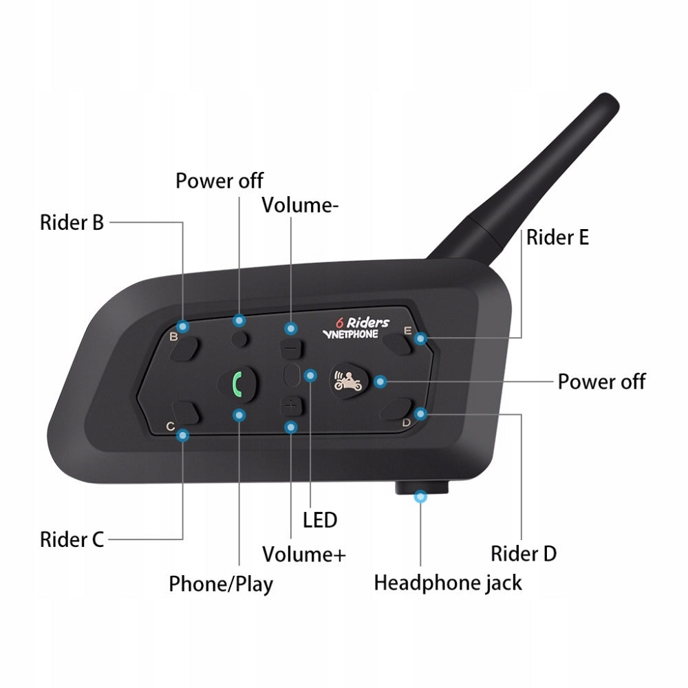Vnetphone V6 - 1200 Motorcycle Bluetooth Helmet Intercom Motorcycle Manufacturer no brand
