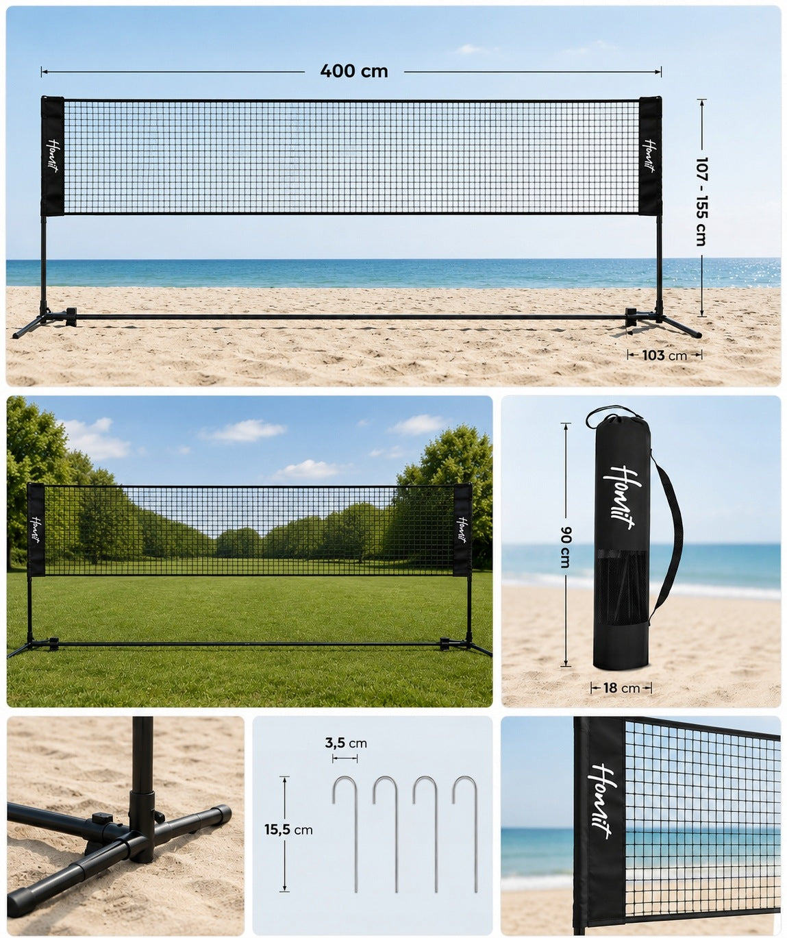 Volleyball badminton net HOMIT portable adjustable 4 m Bag Packaging status original