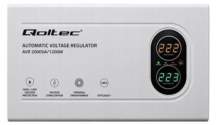 Voltage stabilizer Qoltec automatic AVR 2000VA 1200W Manufacturer code 5901878504490