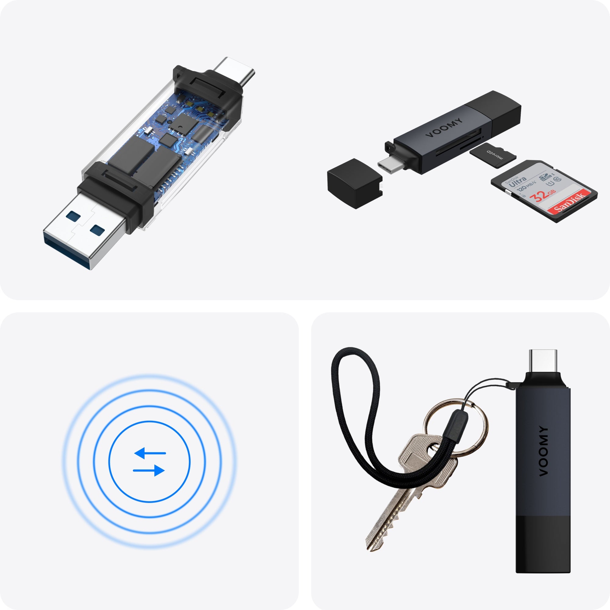 Voomy Connect H11 - USB 3.0 Card Reader – SD & MicroSD – 5Gbps – Space Blue Manufacturer code VH1113