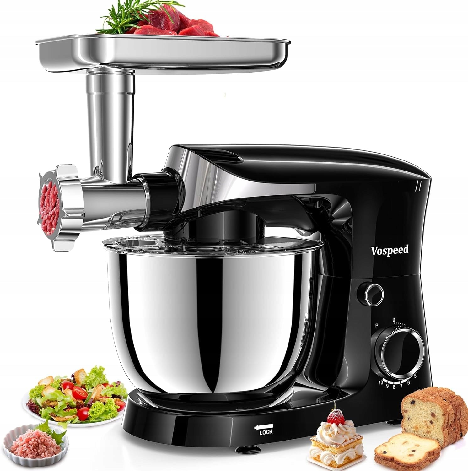 Vospeed Stand Mixer, 5.5L Food Processor