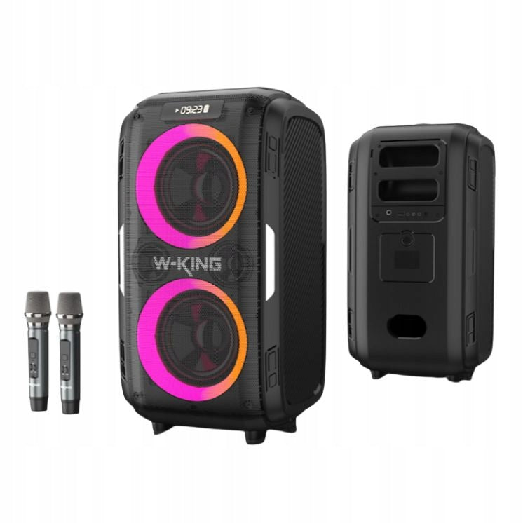 W-King T9 Pro Speaker with 2 Microphones 250W Peak, RMS, IPX6, RGB, Karaoke Manufacturer code T9 PRO BLACK