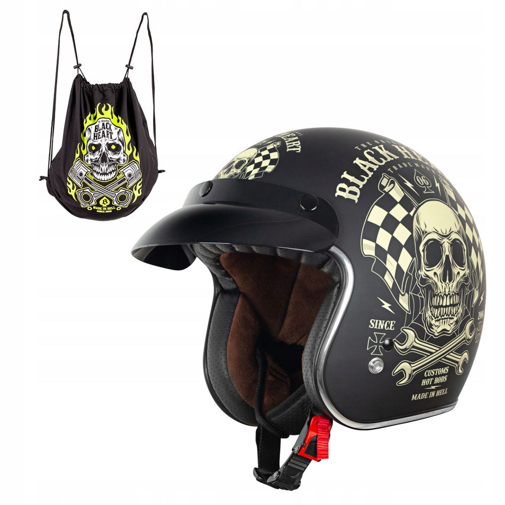 W-TEC Black XS open chopper motorcycle helmet Size XS