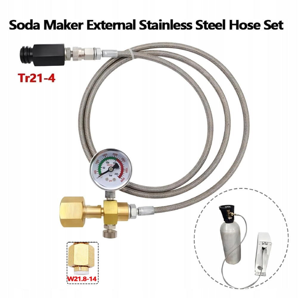 W21.8 FISTULA ADAPTER WITH STEEL HOSE FOR SODASTREAM QUICK CONNECT CO2 Brand no brand