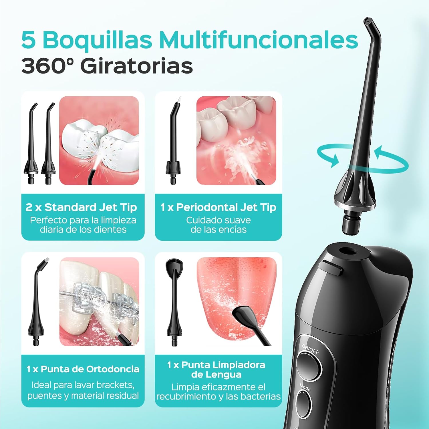 W2185 COSLUS WIRELESS ORAL IRRIGATOR BLACK C20 Model 69425915742578