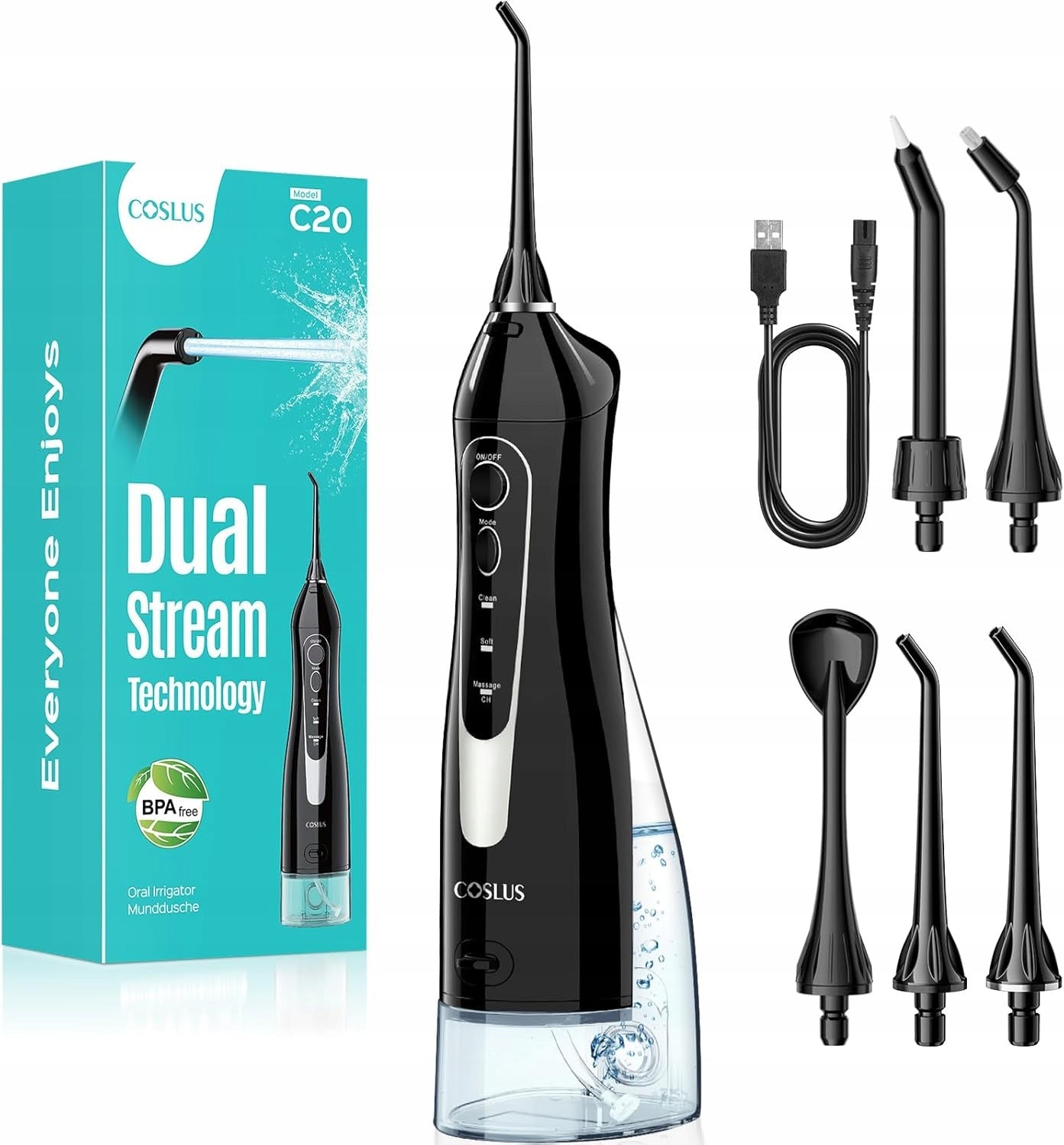 W2185 COSLUS WIRELESS ORAL IRRIGATOR BLACK C20