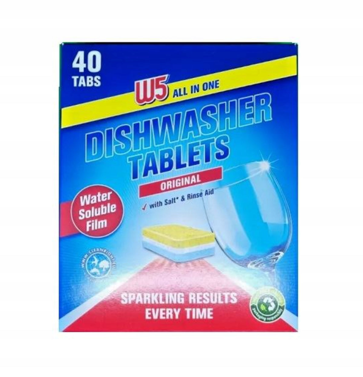 W5 All in 1 Dishwasher Tablets 40 Pack
