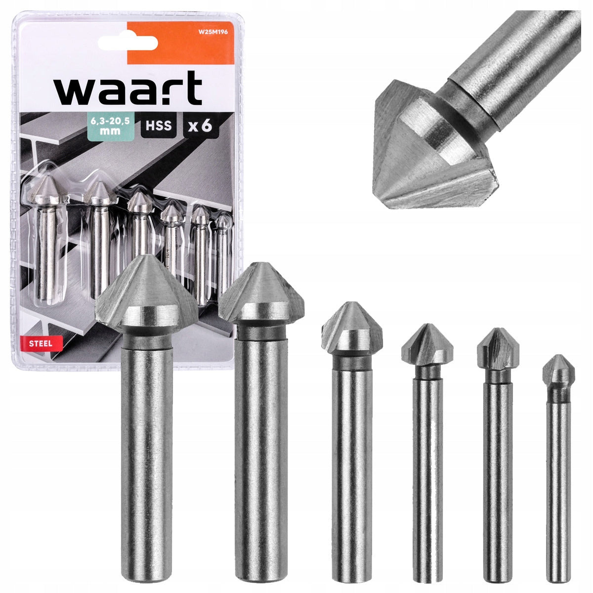 WAART Conical countersink for metal 6 pcs. 6,3 - 20,5 mm W25M196